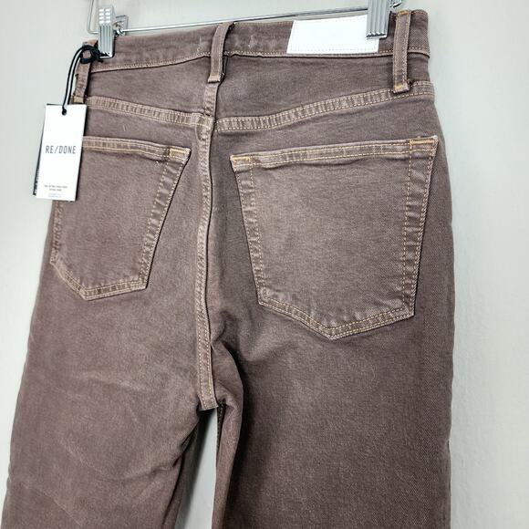 NEW Re/Done 70s Ultra High Rise Stove Pipe Jean in Washed Chocolate 28 - Picture 12 of 13